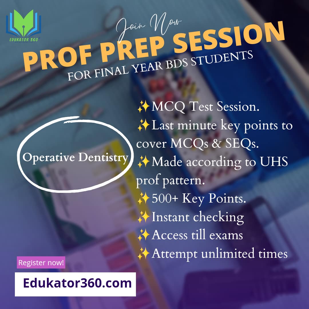 Operative Dentistry Test Session – BDS Final Year
